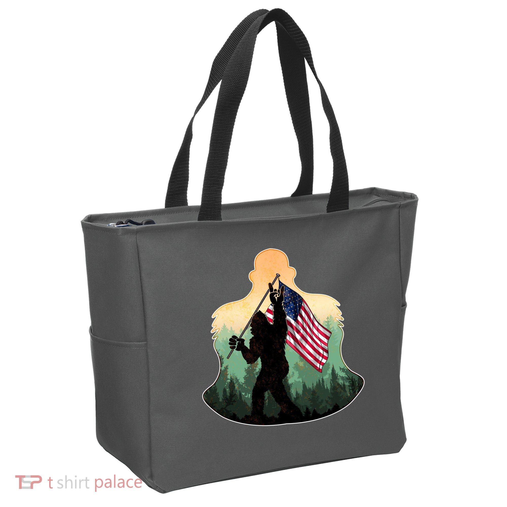 Big Foot American Flag Tote Bag