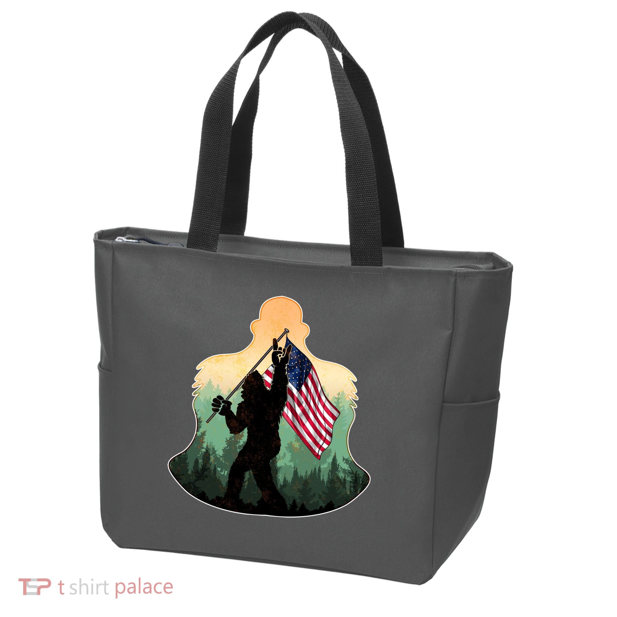 Big Foot American Flag Tote Bag