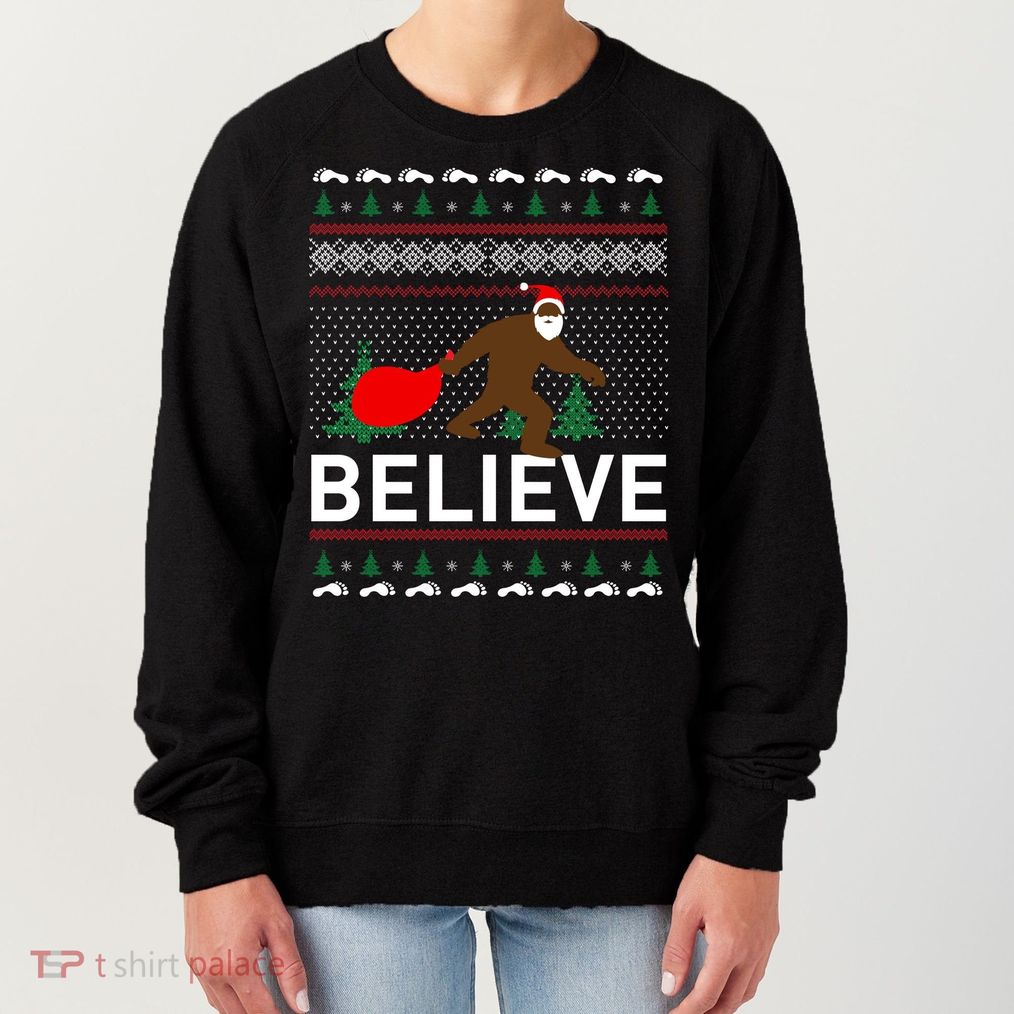 Big Foot Believe Ugly Christmas Sweater Women's Sweatshirt