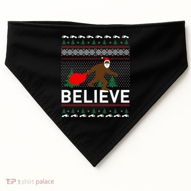 Big Foot Believe Ugly Christmas Sweater USA-Made Doggie Bandana