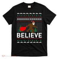 Big Foot Believe Ugly Christmas Sweater T-Shirt thumb 0