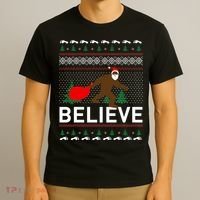 Big Foot Believe Ugly Christmas Sweater T-Shirt thumb 3