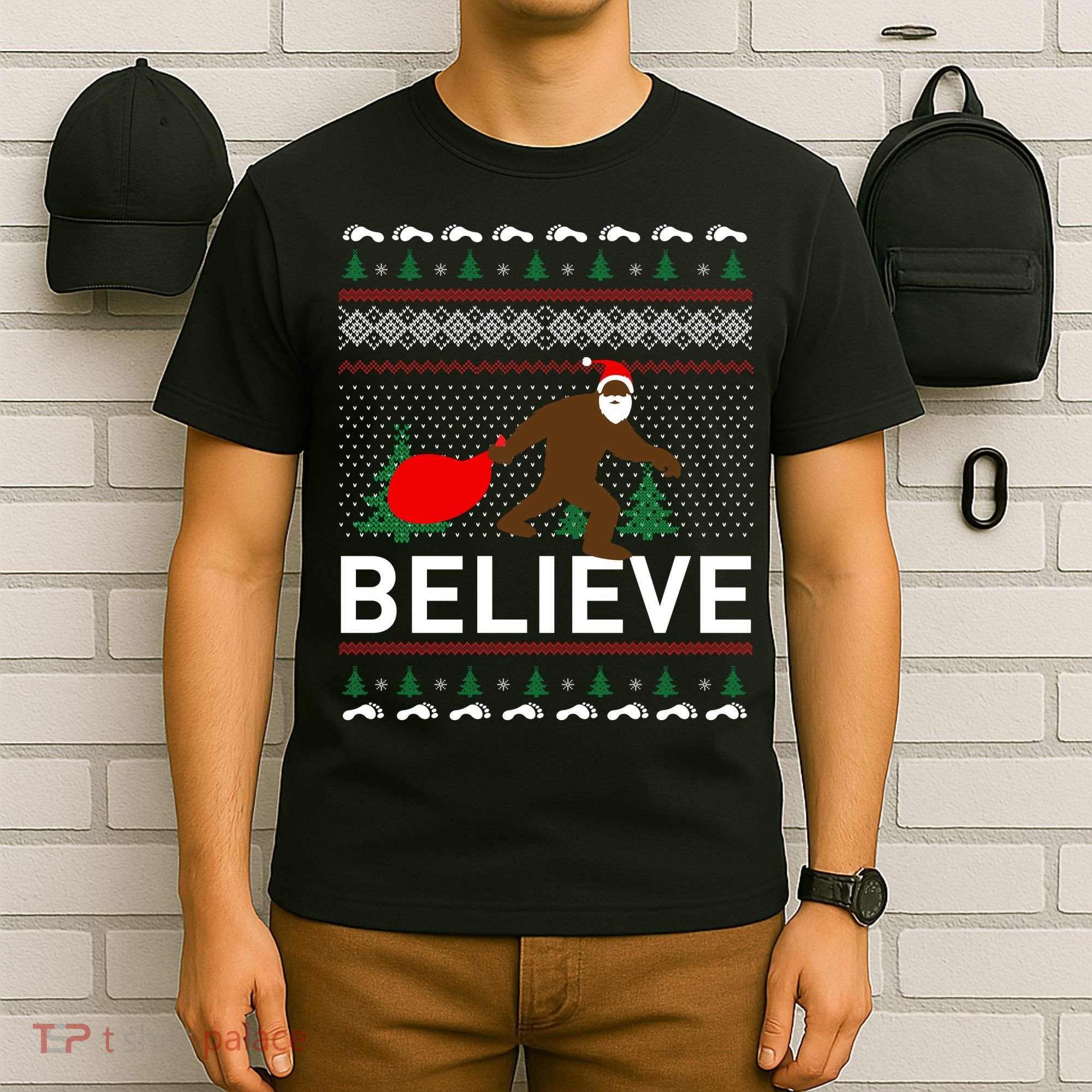 Big Foot Believe Ugly Christmas Sweater T-Shirt