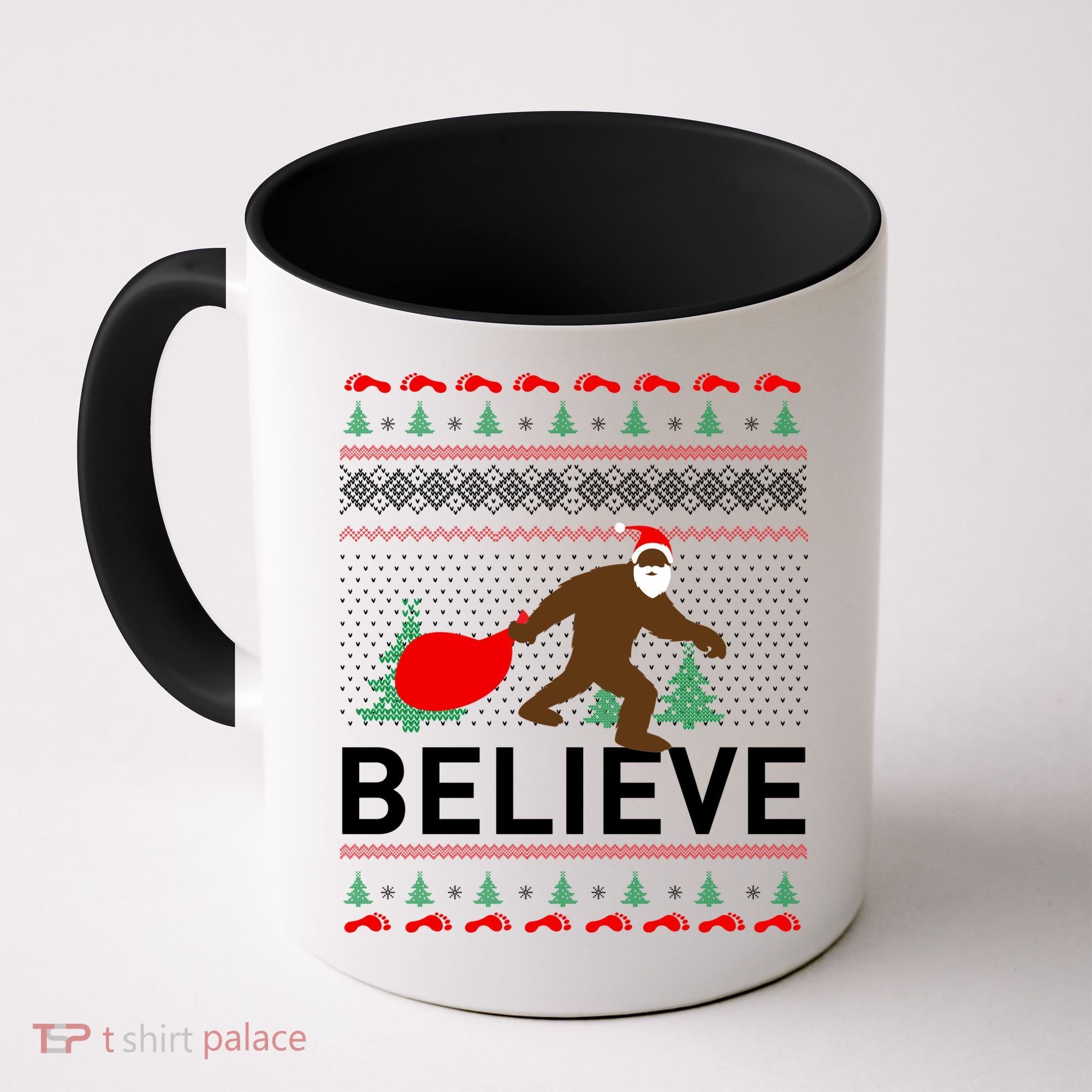 Big Foot Believe Ugly Christmas Sweater Coffee Mug