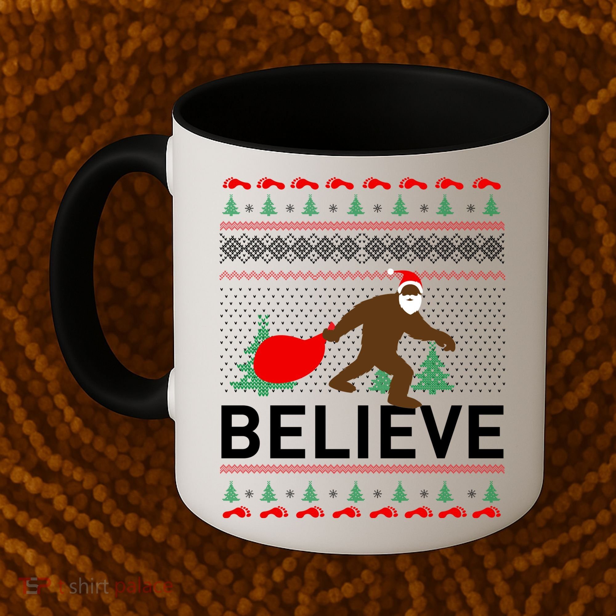 Big Foot Believe Ugly Christmas Sweater Coffee Mug