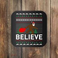 Big Foot Believe Ugly Christmas Sweater Coaster thumb 0