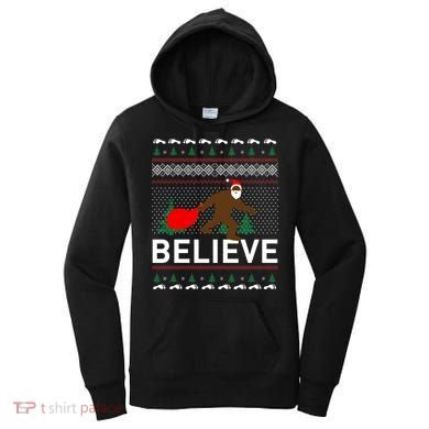 Big Foot Believe Ugly Christmas Sweater Women's Hoodie