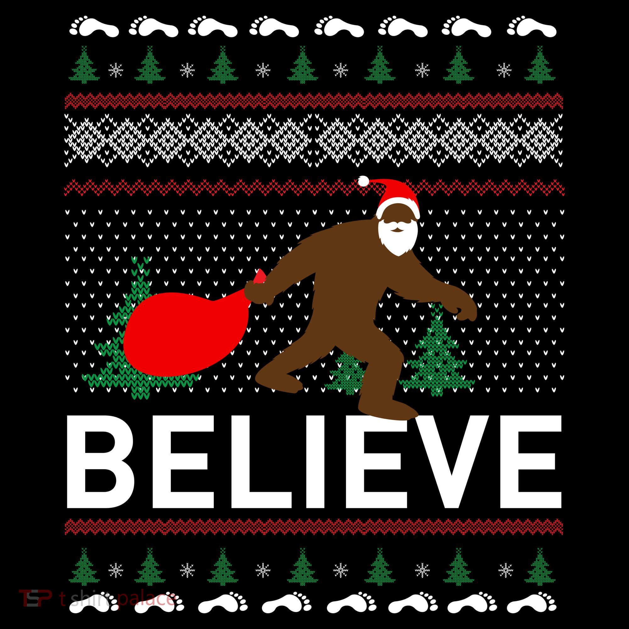 Big Foot Believe Ugly Christmas Sweater Women's Tank Top