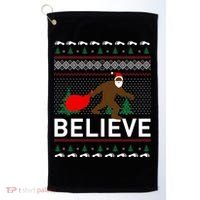 Big Foot Believe Ugly Christmas Sweater Golf Towel thumb 0