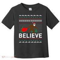 Big Foot Believe Ugly Christmas Sweater Toddler T-Shirt thumb 0