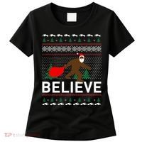 Big Foot Believe Ugly Christmas Sweater Women's T-Shirt thumb 0