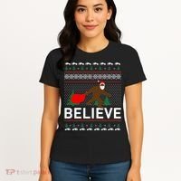 Big Foot Believe Ugly Christmas Sweater Women's T-Shirt thumb 4