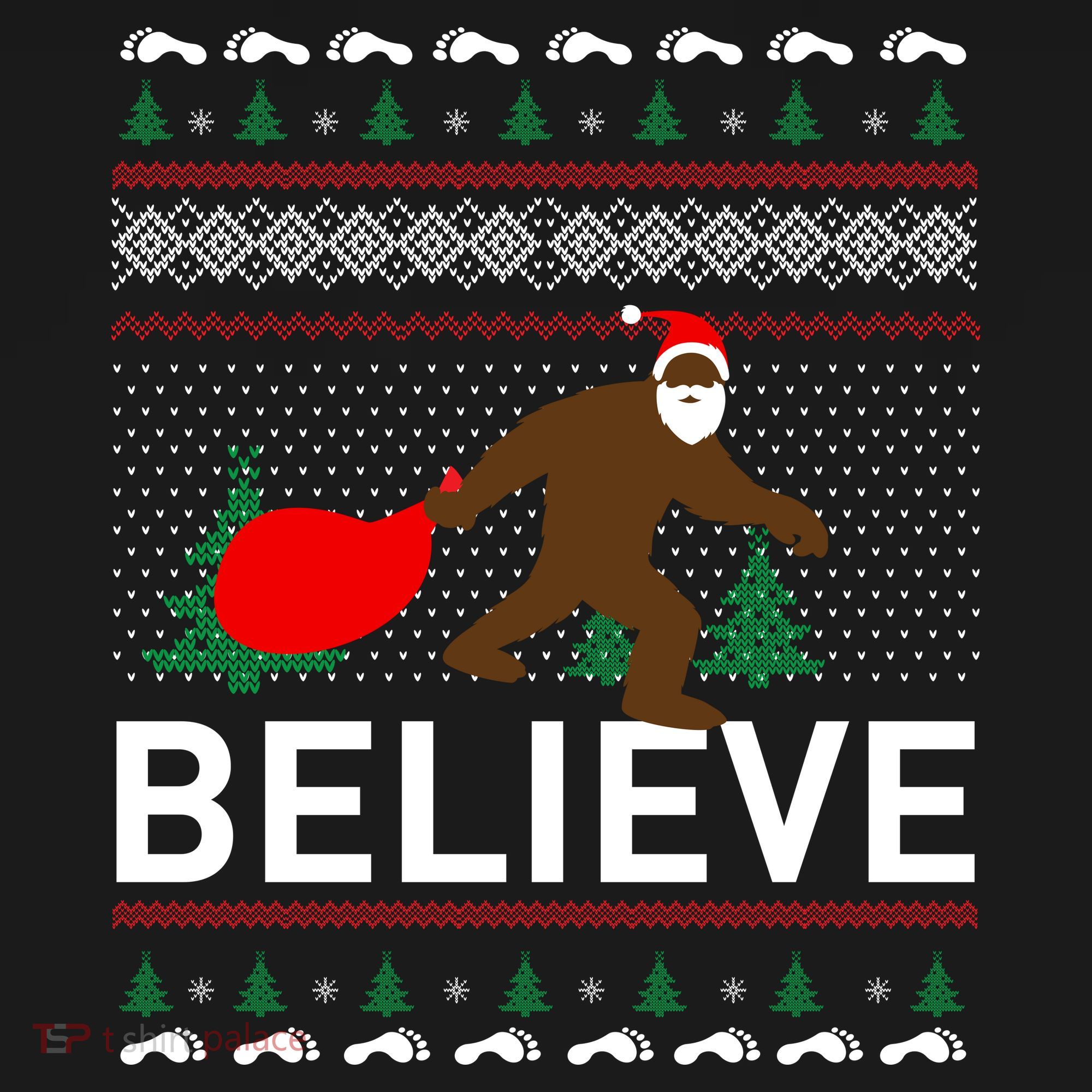 Big Foot Believe Ugly Christmas Sweater Kids Sweatshirt