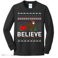 Big Foot Believe Ugly Christmas Sweater Kids Long Sleeve Shirt thumb 0