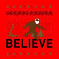 Big Foot Believe Ugly Christmas Sweater Santa Hat thumb 1