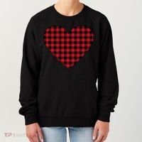 Big Heart Red Plaid Valentines Day Women's Sweatshirt thumb 0