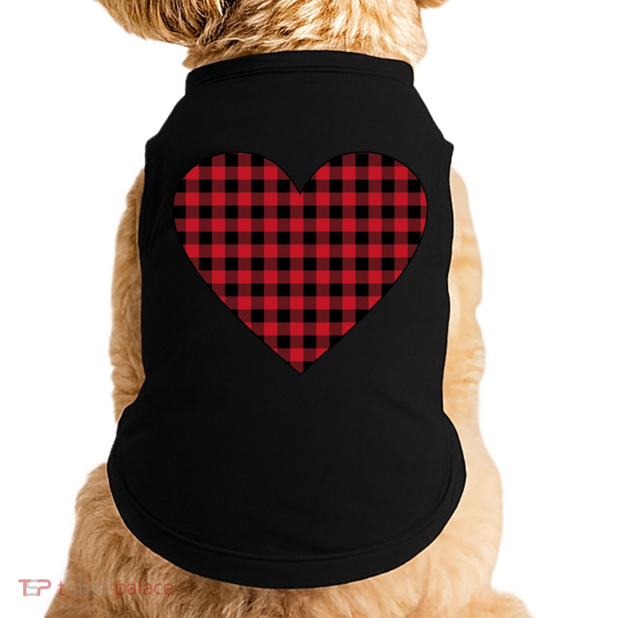 Big Heart Red Plaid Valentines Day Doggie Tank