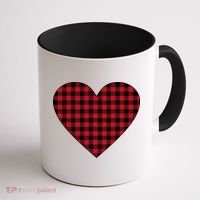 Big Heart Red Plaid Valentines Day Coffee Mug thumb 1