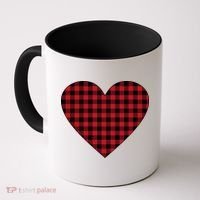 Big Heart Red Plaid Valentines Day Coffee Mug thumb 0