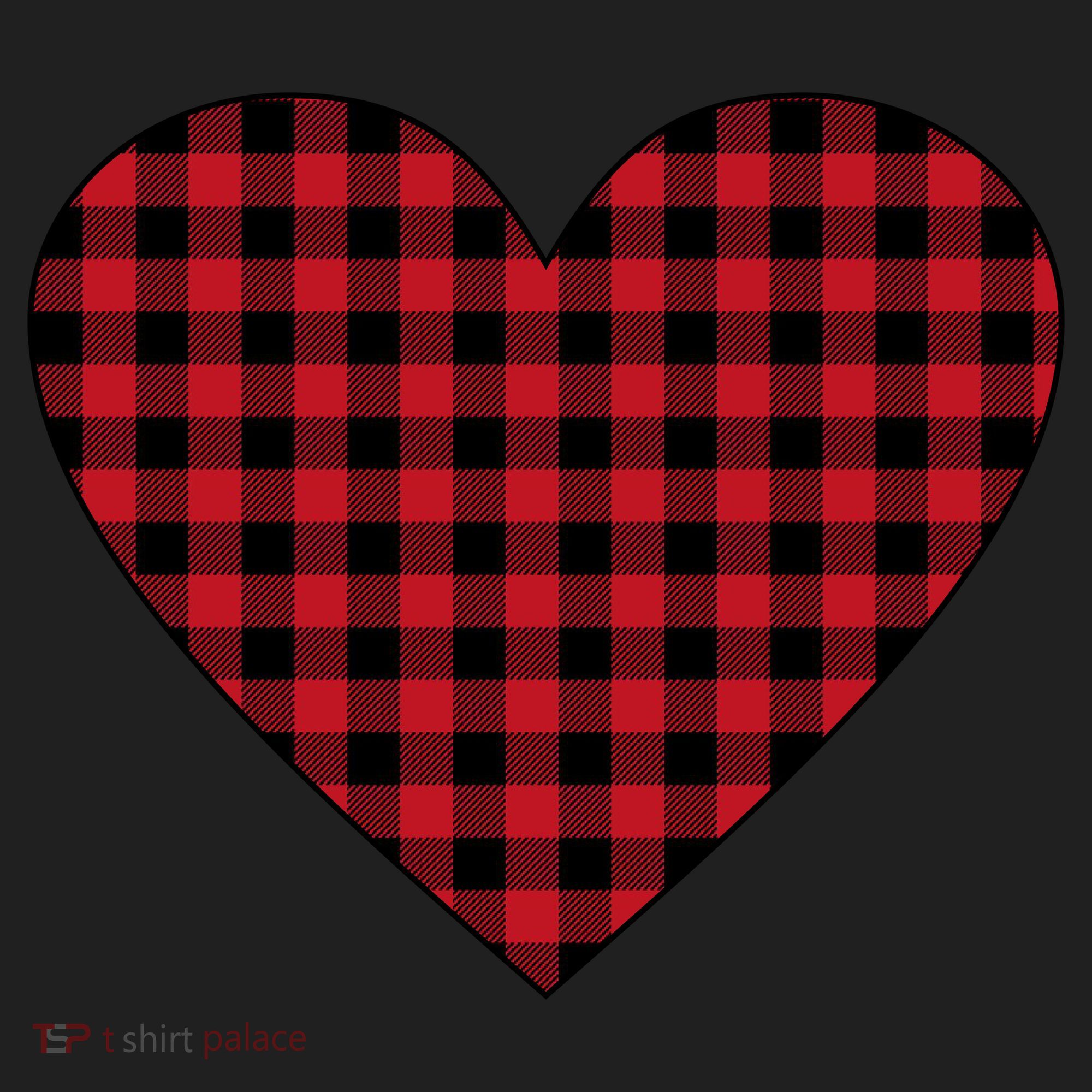 Big Heart Red Plaid Valentines Day Beanie