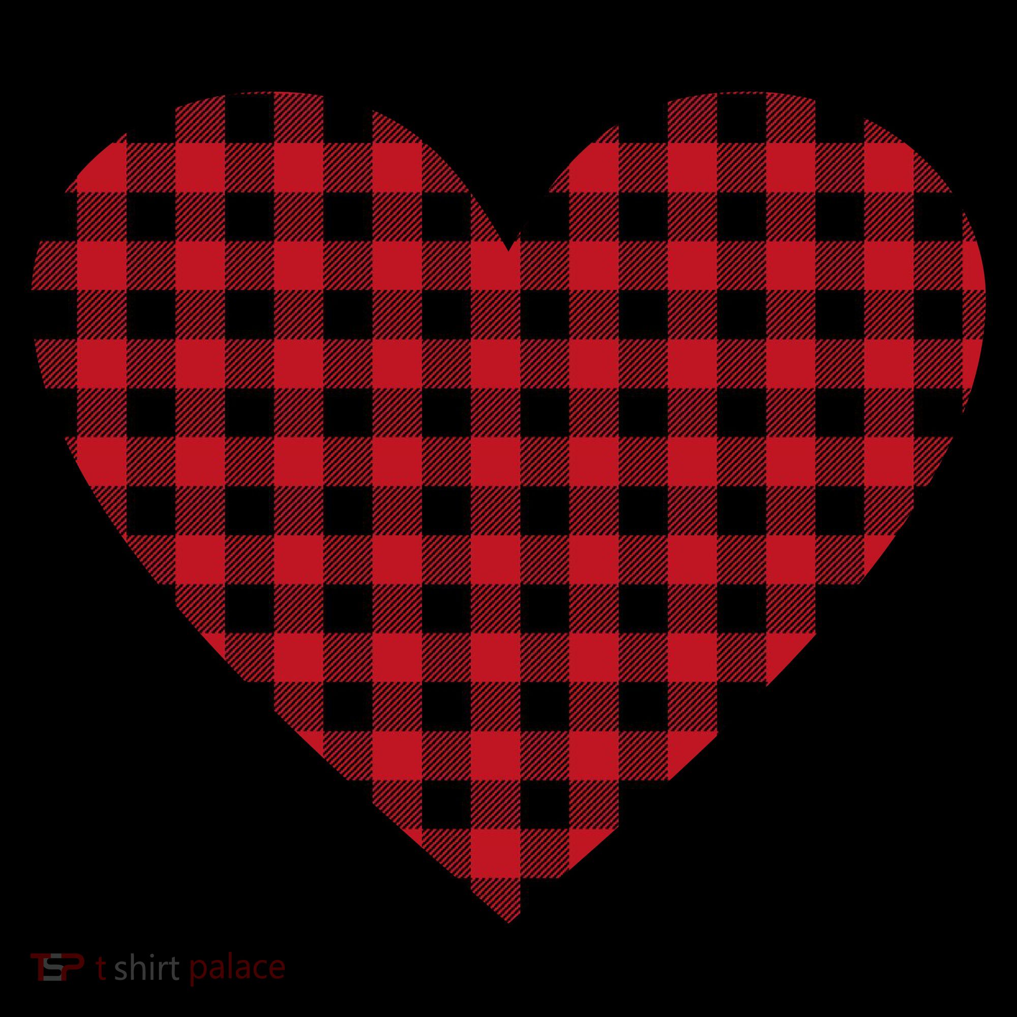 Big Heart Red Plaid Valentines Day Women's Hoodie