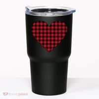 Big Heart Red Plaid Valentines Day Tumbler thumb 0