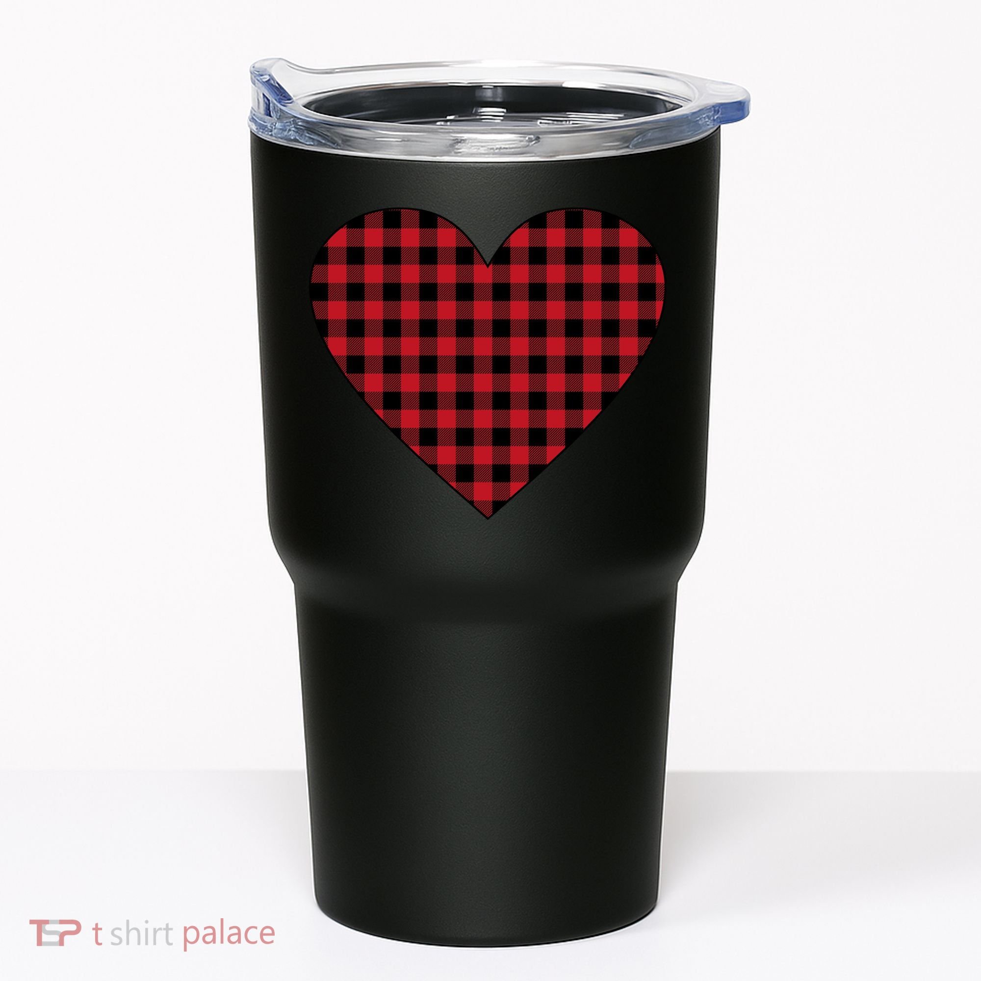 Big Heart Red Plaid Valentines Day Tumbler