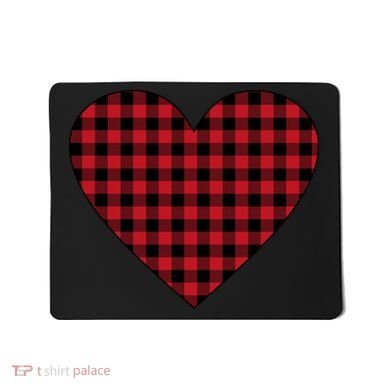 Big Heart Red Plaid Valentines Day Mousepad