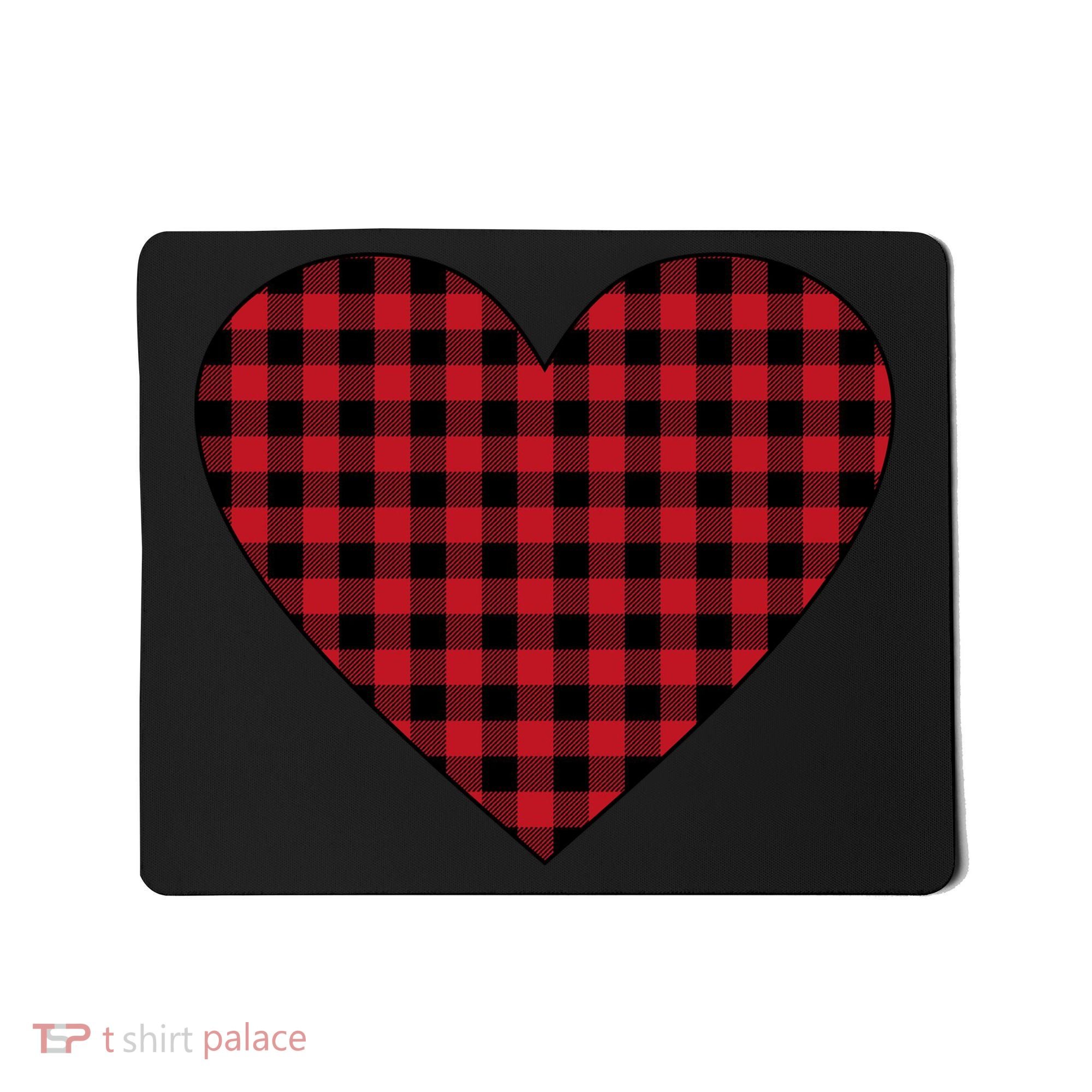 Big Heart Red Plaid Valentines Day Mousepad