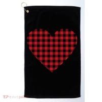 Big Heart Red Plaid Valentines Day Golf Towel thumb 0