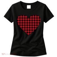 Big Heart Red Plaid Valentines Day Women's T-Shirt thumb 0