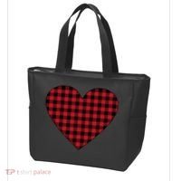Big Heart Red Plaid Valentines Day Tote Bag thumb 3