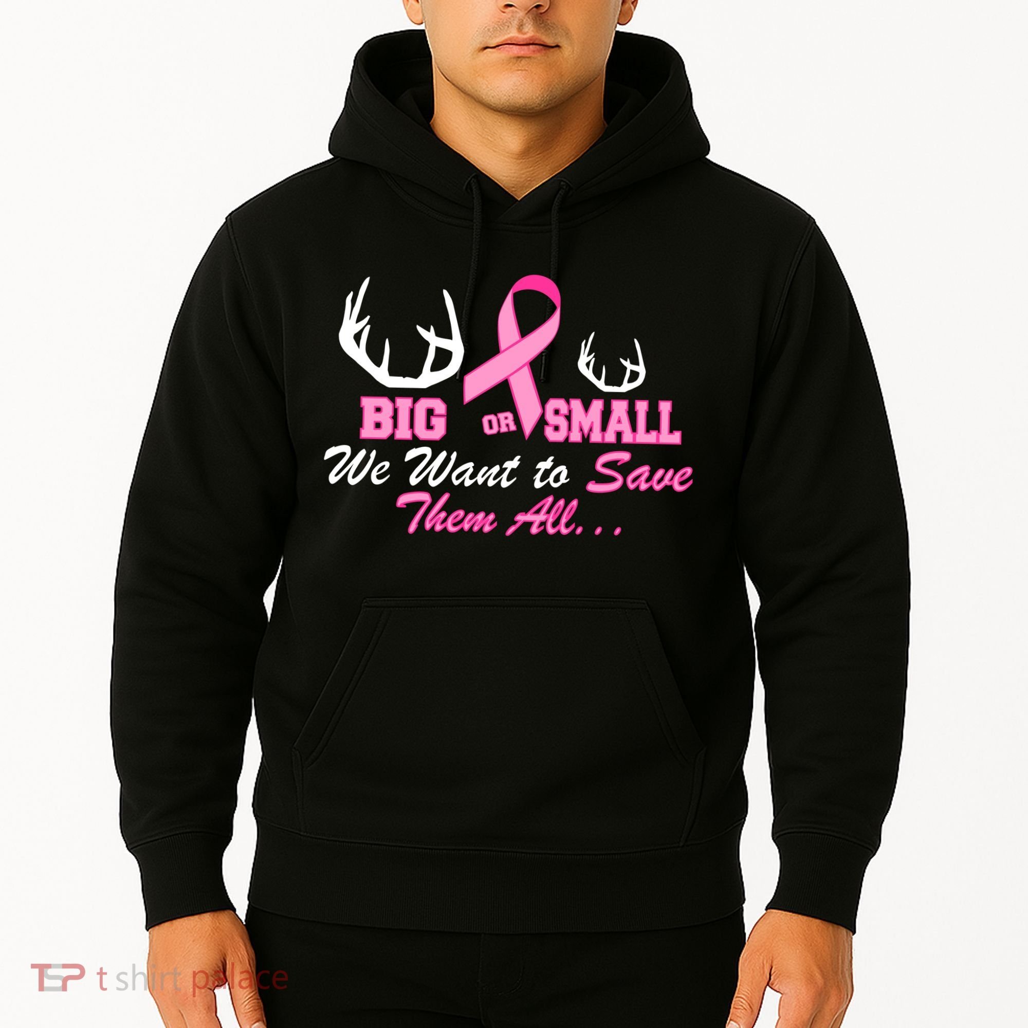 Big Or Small Want To Save Them All Breast Cancer Racks Hoodie