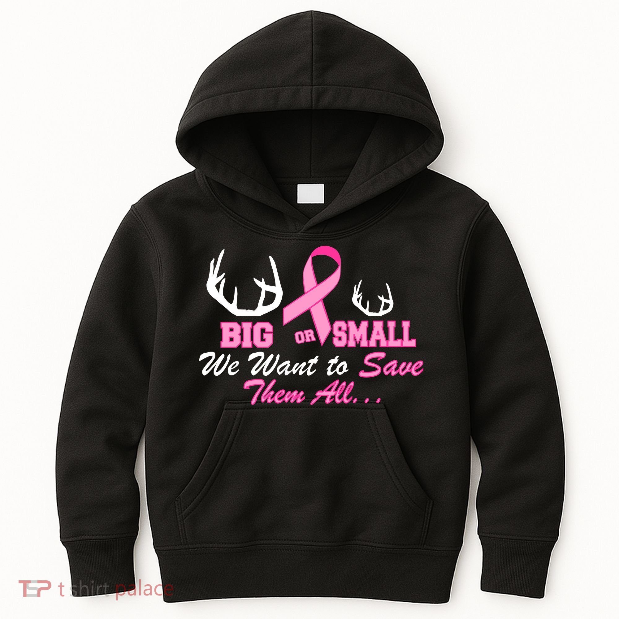 Big Or Small Want To Save Them All Breast Cancer Racks Kids Hoodie