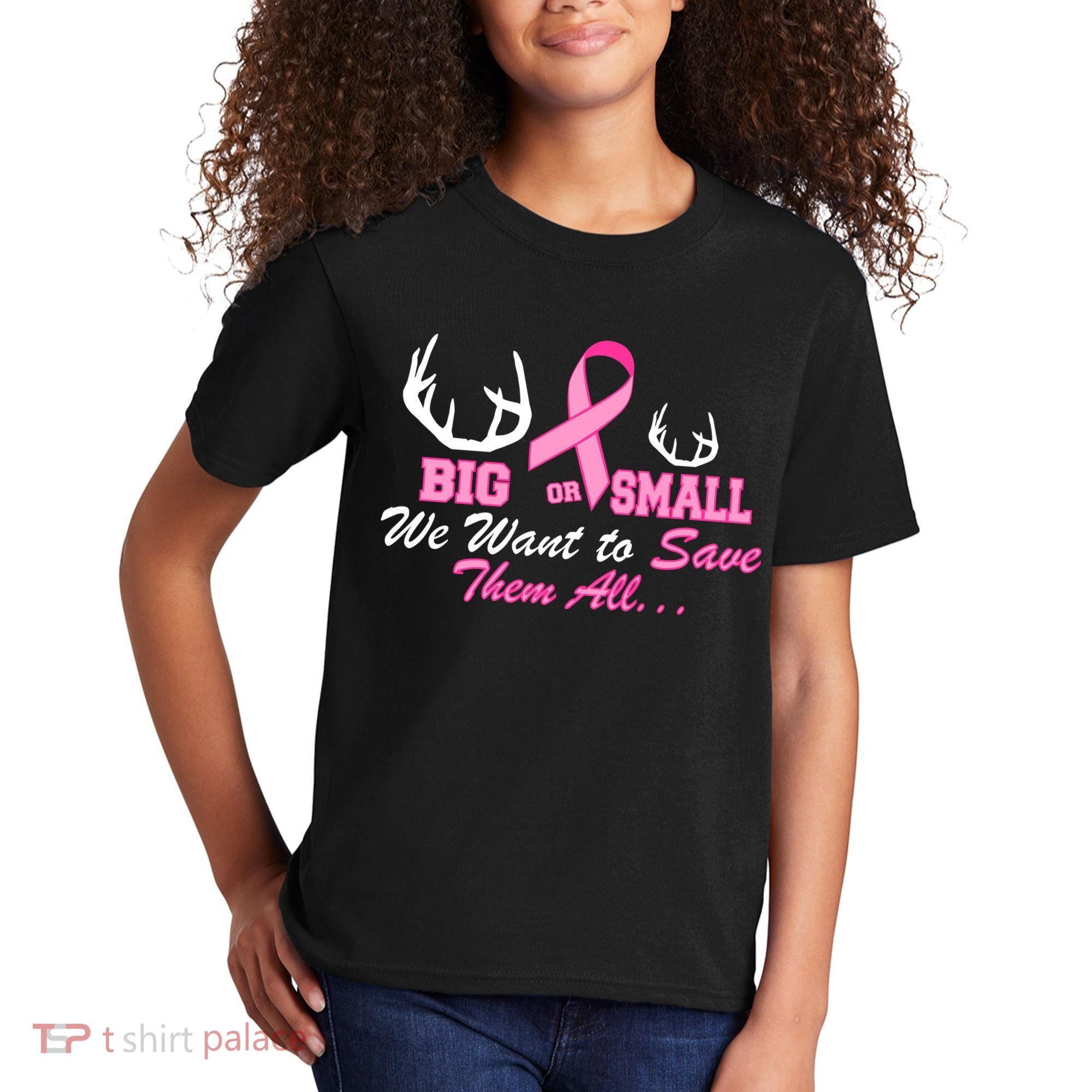 Big Or Small Want To Save Them All Breast Cancer Racks Kids T-Shirt