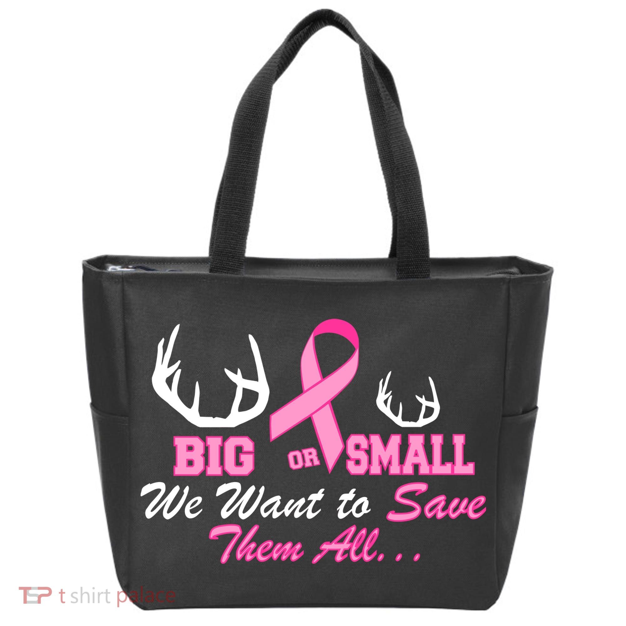 Big Or Small Want To Save Them All Breast Cancer Racks Tote Bag