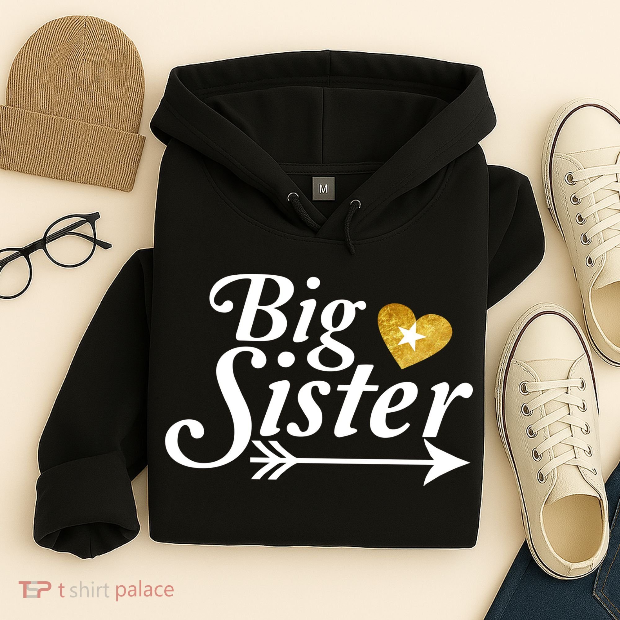 Big Sister Arrow Gold Heart Hoodie