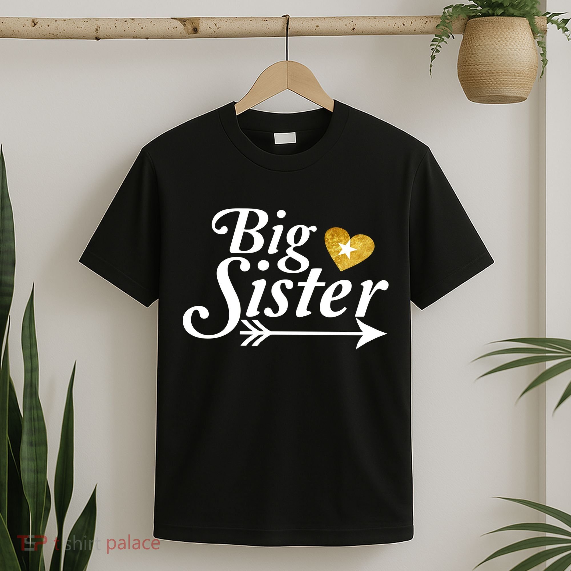 Big Sister Arrow Gold Heart T-Shirt