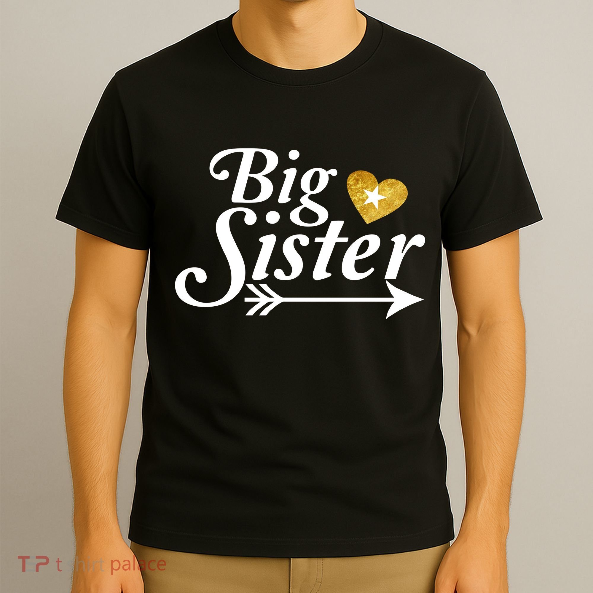 Big Sister Arrow Gold Heart T-Shirt