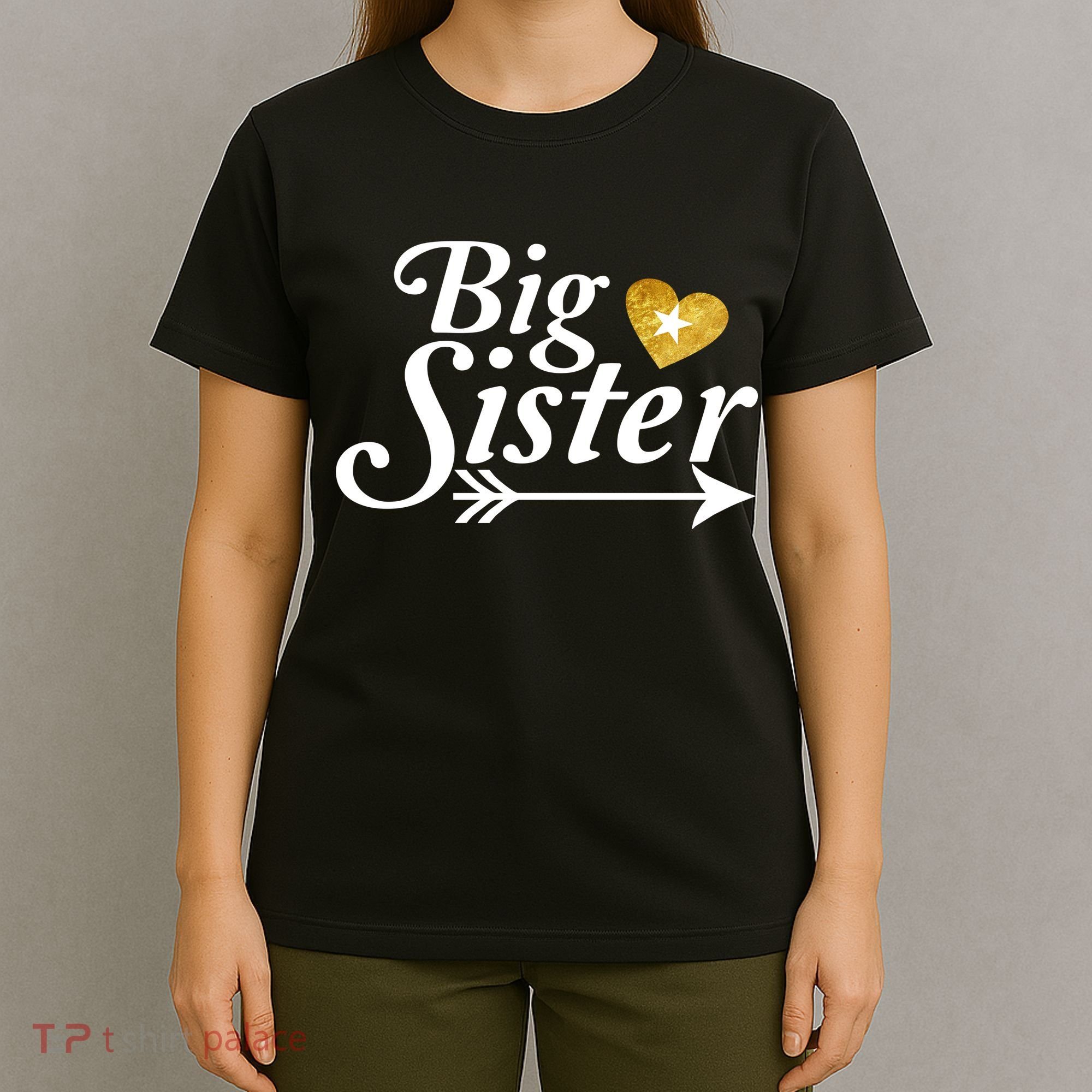Big Sister Arrow Gold Heart T-Shirt