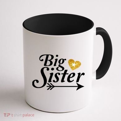 Big Sister Arrow Gold Heart Coffee Mug back