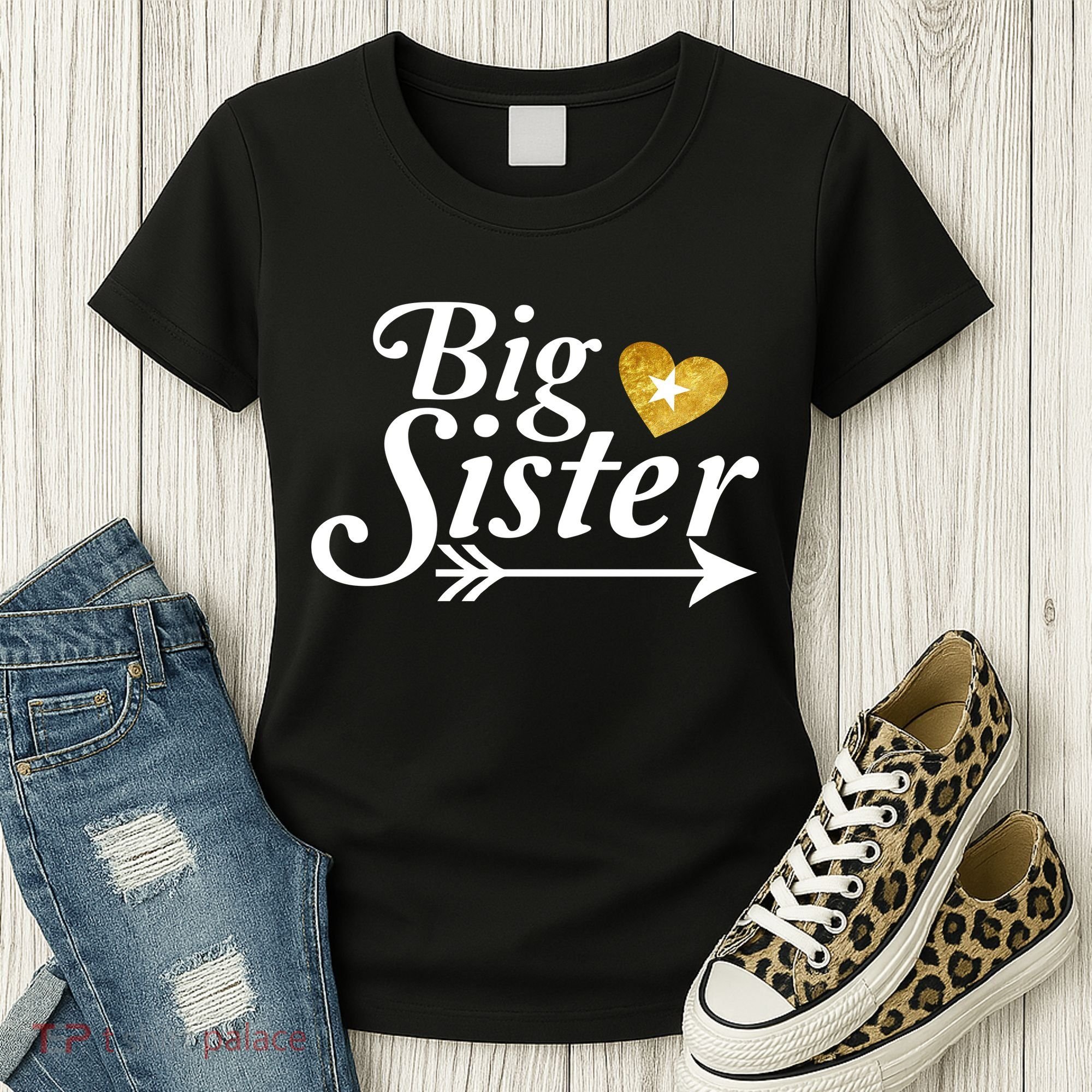 Big Sister Arrow Gold Heart Women's T-Shirt