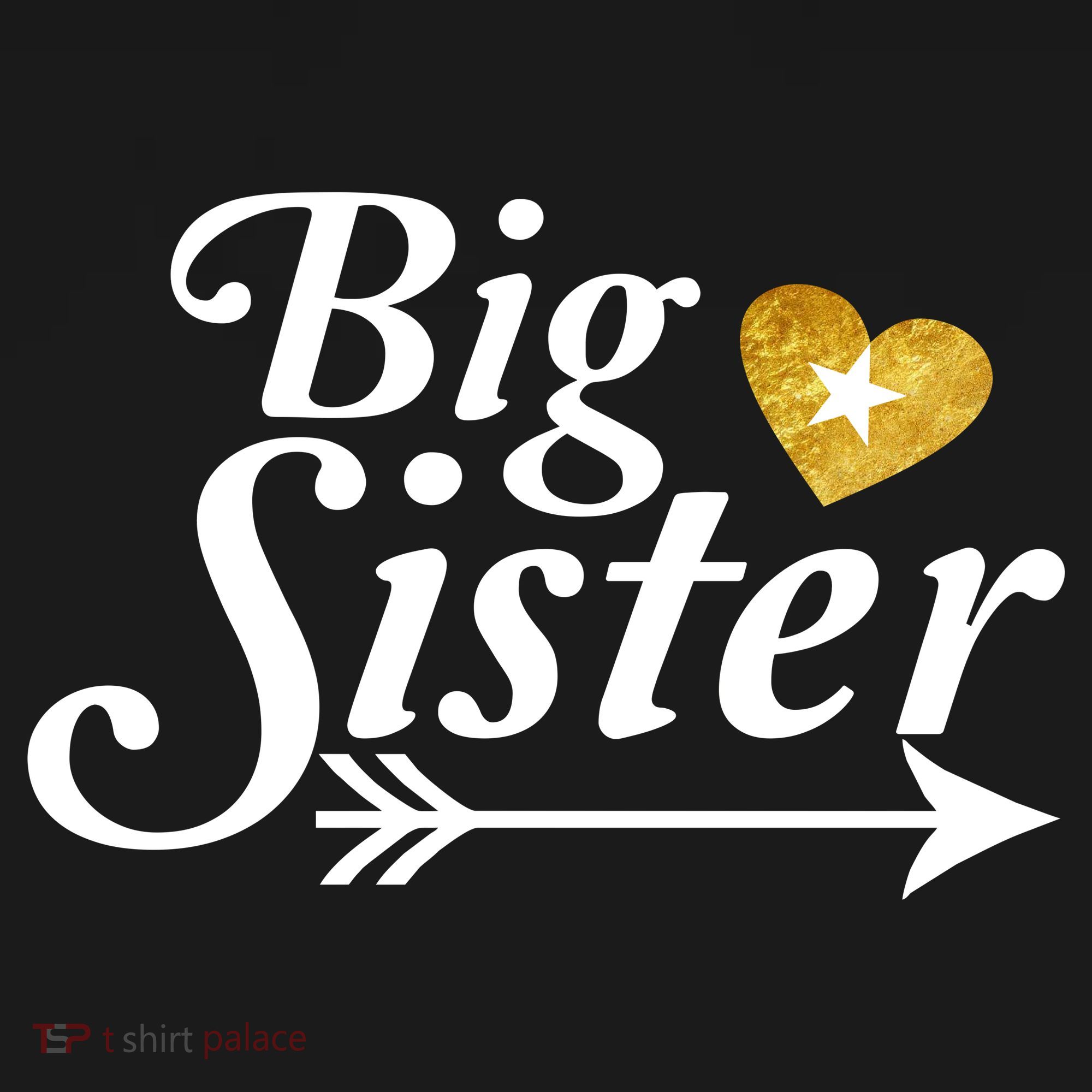 Big Sister Arrow Gold Heart Women's T-Shirt