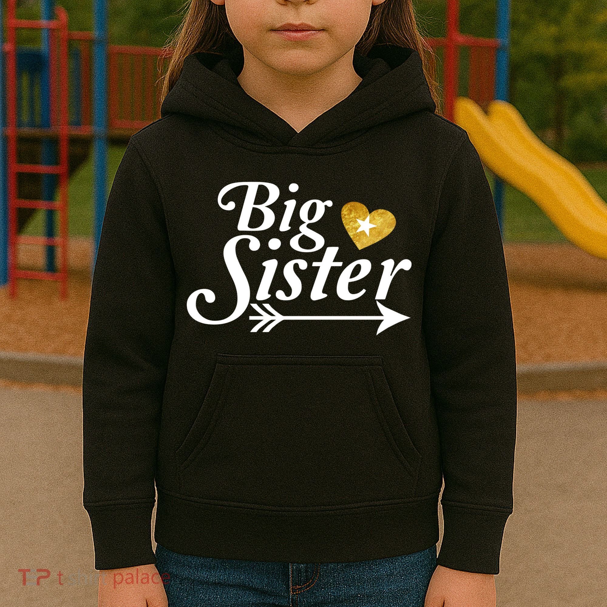 Big Sister Arrow Gold Heart Kids Hoodie