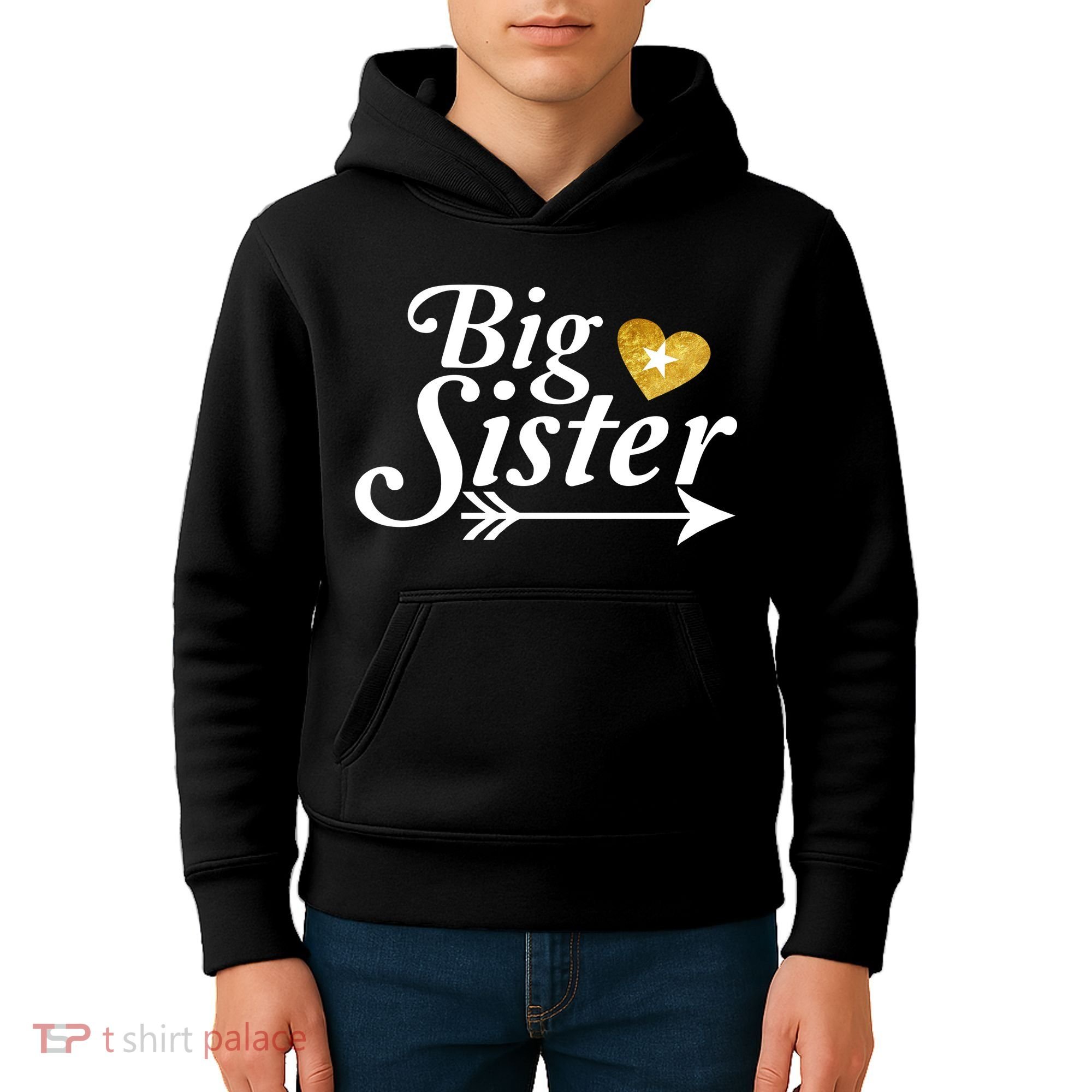 Big Sister Arrow Gold Heart Kids Hoodie