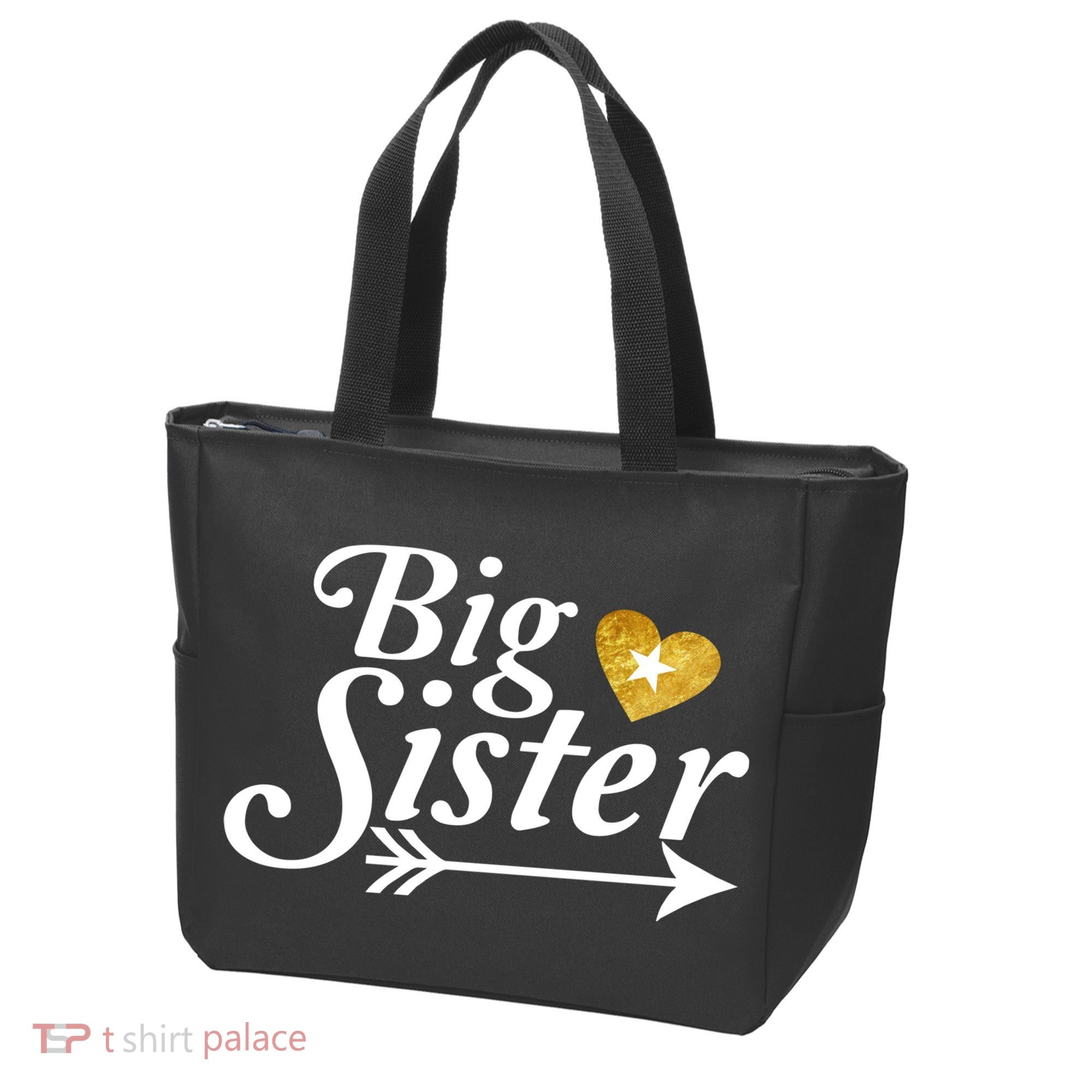 Big Sister Arrow Gold Heart Tote Bag