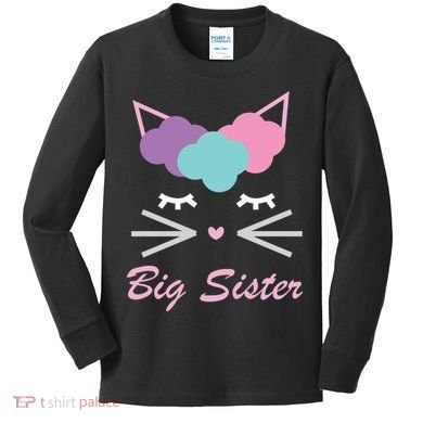 Big Sister Cute Cat Kids Long Sleeve Shirt