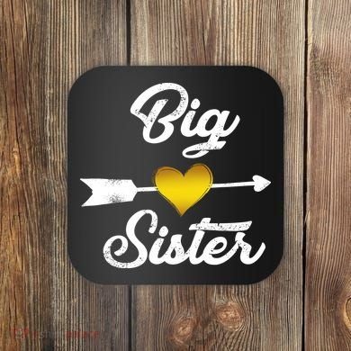 Big Sister Golden Arrow Heart Coaster