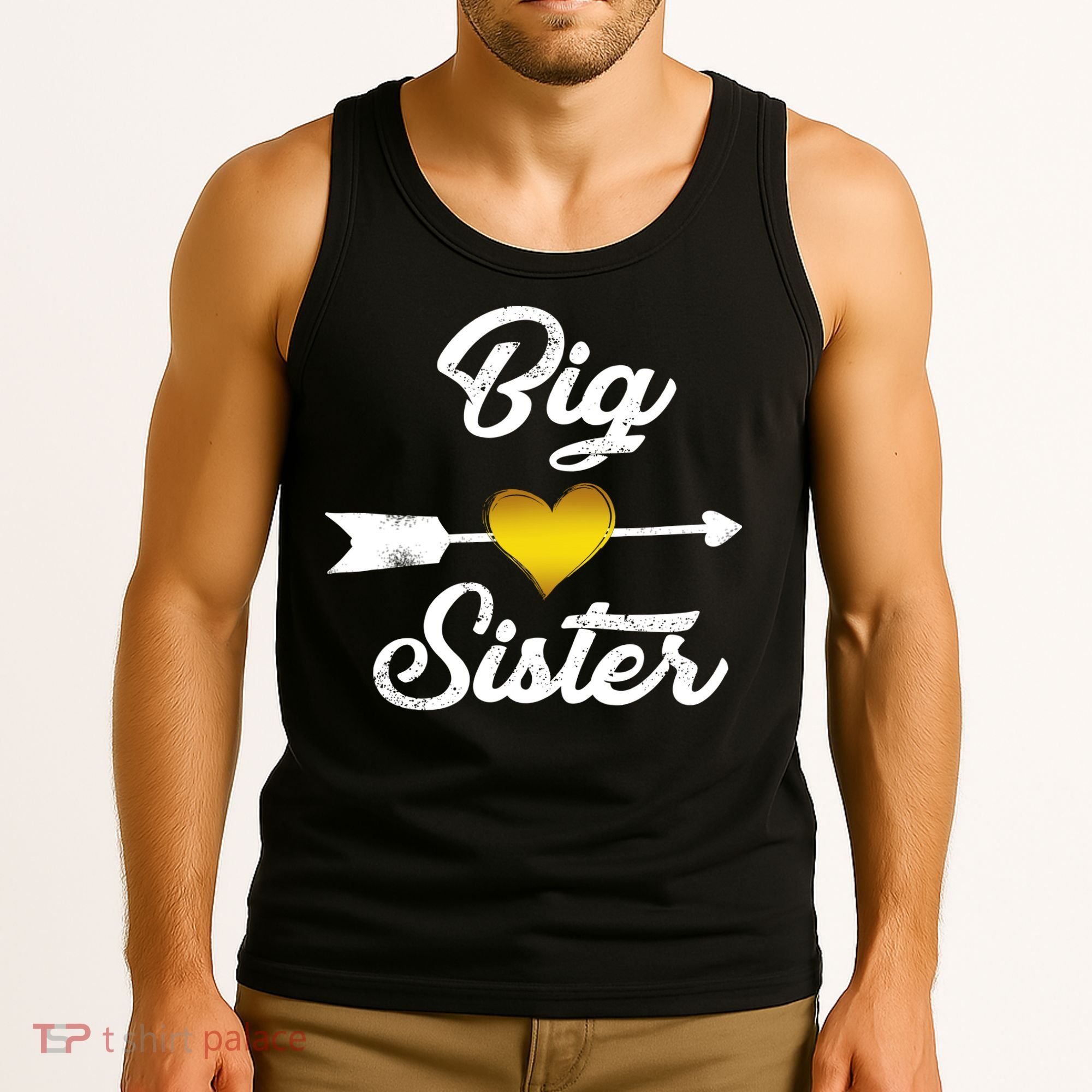 Big Sister Golden Arrow Heart Tank Top