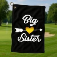 Big Sister Golden Arrow Heart Golf Towel thumb 1